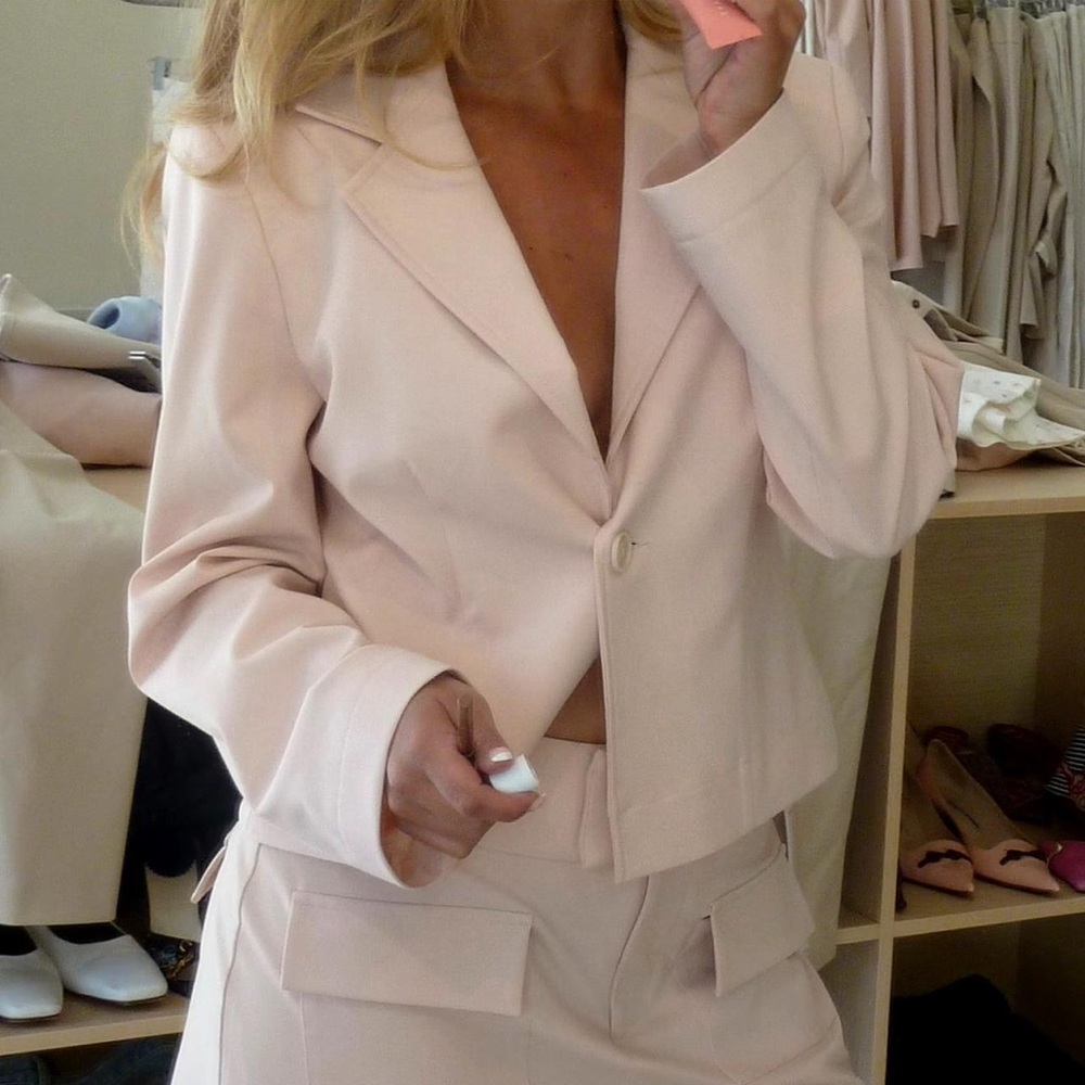 djerf avenue day-to-day blazer and skirt in blush